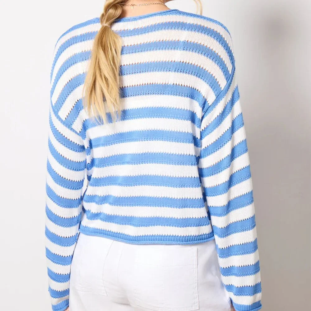 NEW Prado Blue & White Stripe Sweater by Z Supply - Size Small - Picture 7 of 8